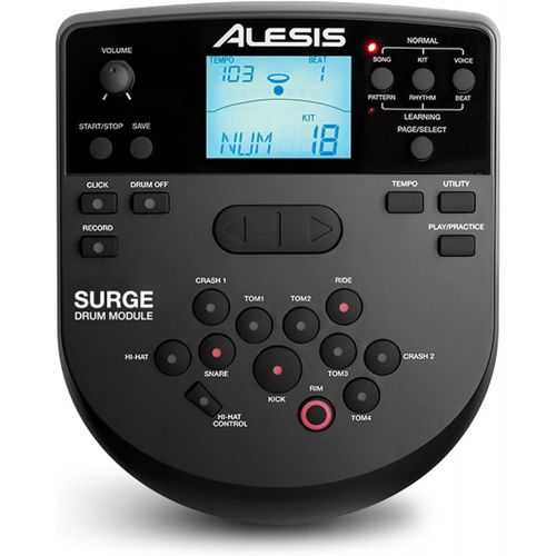  Alesis Surge Mesh Kit | Eight-Piece Electronic Drum Kit with Mesh Heads | 40 Kits, 385 sounds, 60 Play-Along Tracks | USB/MIDI Connectivity + Strike Amp 12