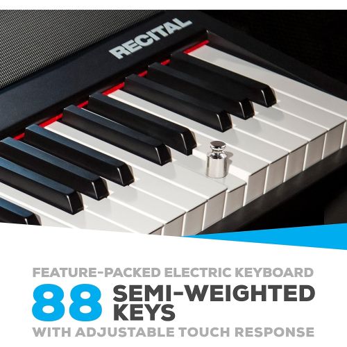  Alesis Recital | 88 Key Beginner Digital Piano / Keyboard with Full Size Semi Weighted Keys, Power Supply, Built In Speakers and 5 Premium Voices (Amazon Exclusive)