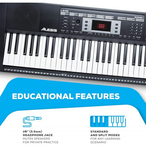  Alesis Melody 61 MKII | 61 Key Portable Keyboard with Built In Speakers, Headphones, Microphone, Piano Stand, Music Rest and Stool