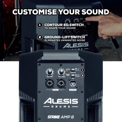  [아마존베스트]Alesis Strike Amp 8 | 2000-Watt Portable Speaker/Amplifier for Electronic Drum Kits With 8-Inch Woofer, Contour EQ and Ground Lift Switch, 8 inch