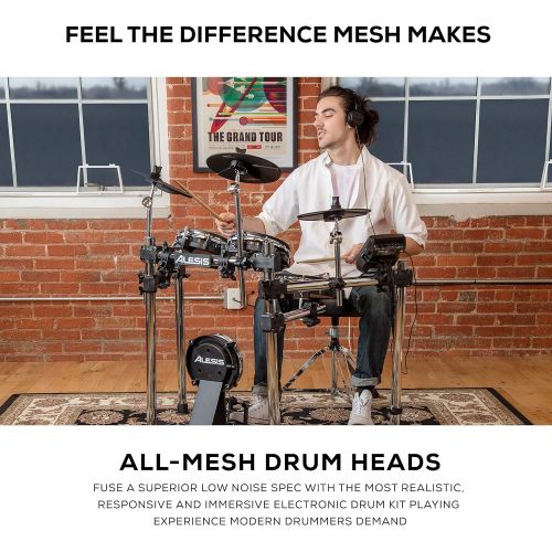  [아마존베스트]Alesis Surge Mesh Kit - Eight-Piece Electronic Drum Kit with Mesh Heads + DRP100  Extreme Audio-Isolation Electronic Drum Reference-Headphones