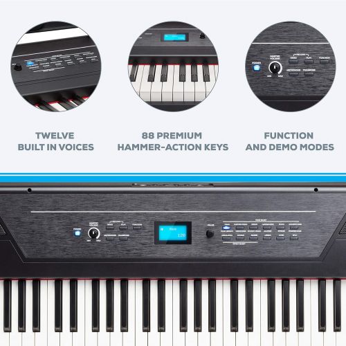  [아마존베스트]Digital Piano Bundle - Electric Keyboard with 88 Weighted Keys, Built-In Speakers, 12 Voices and Sustain Pedal  Alesis Recital Pro and M-Audio SP-2