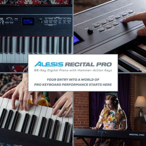  [아마존베스트]Digital Piano Bundle - Electric Keyboard with 88 Weighted Keys, Built-In Speakers, 12 Voices and Sustain Pedal  Alesis Recital Pro and M-Audio SP-2