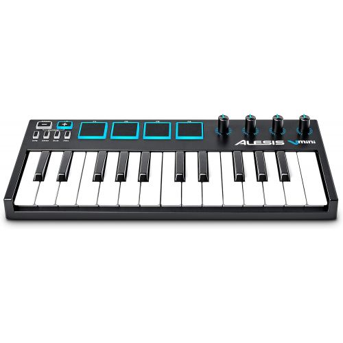  [아마존베스트]Alesis VMini | Portable 25-Key USB MIDI Keyboard Controller with 4 Backlit Sensitive Pads, 4 Assignable Encoders and Professional Software Suite with ProTools | First Included, Mul