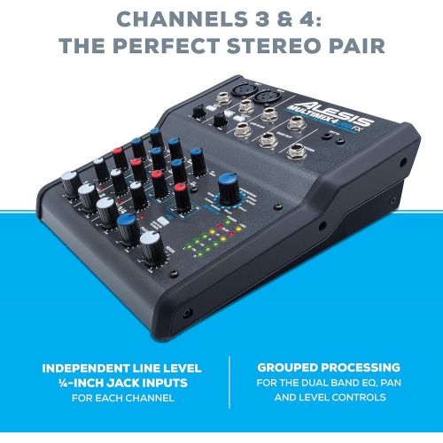  [아마존베스트]Alesis MultiMix 4 USB FX | 4 Channel Compact Studio Mixer with Built In Effects & USB Audio Interface for Home Studio Recording