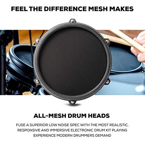  [아마존베스트]Alesis Nitro Mesh Kit - E Drum Kit Electronic, 8 Piece, Aluminium with Drumsticks, 385 Integrated Sounds & RockJam Adjustable Drum Chair with Padded Seat