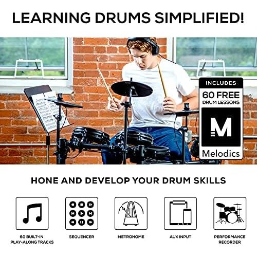  [아마존베스트]Alesis Drums Nitro Mesh Kit Bundle - 10 Piece Mesh E-Drum Set with 385 Electronic Drum Kit Sounds and a Sturdy Aluminium Rack