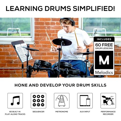  [아마존베스트]Alesis Drums Nitro Mesh Kit Bundle - 10 Piece Mesh E-Drum Set with 385 Electronic Drum Kit Sounds and a Sturdy Aluminium Rack