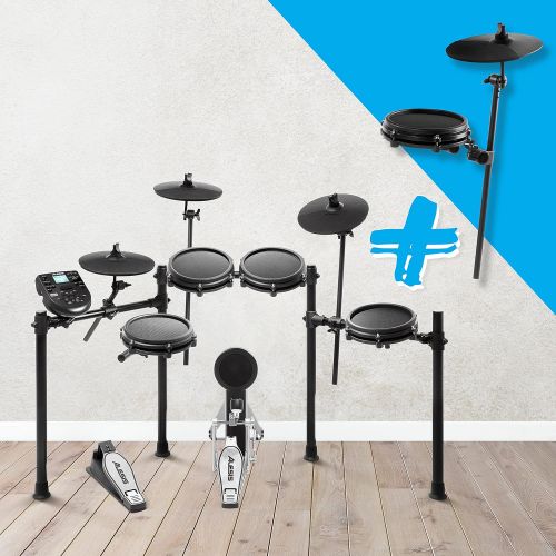  [아마존베스트]Alesis Drums Nitro Mesh Kit Bundle - 10 Piece Mesh E-Drum Set with 385 Electronic Drum Kit Sounds and a Sturdy Aluminium Rack