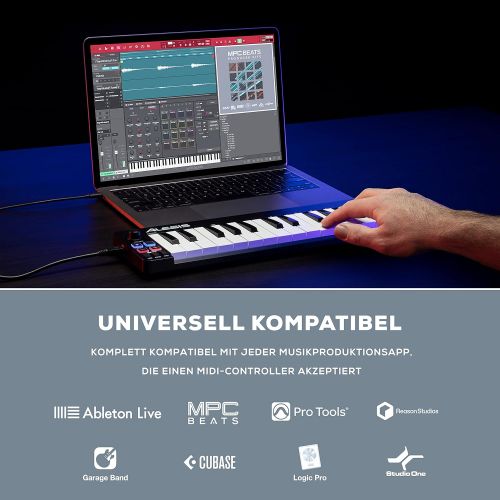  [아마존베스트]Alesis Portable keys USB MIDI keyboard controller with touch-sensitive synth-action buttons and music production software.