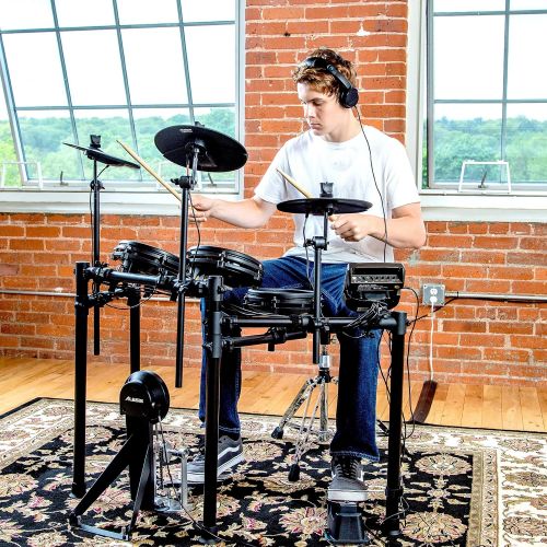  Alesis Drums Nitro Mesh Kit | Eight Piece All-Mesh Electronic Drum Kit With Super-Solid Aluminum Rack, 385 Sounds, 60 Play-Along Tracks, Connection Cables, Drum Sticks & Drum Key i