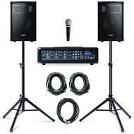 Alesis PA System in a Box Bundle| 280-Watt (80 80 Watts Continuous) 4-Channel PA System with Microphone and Speaker Stands