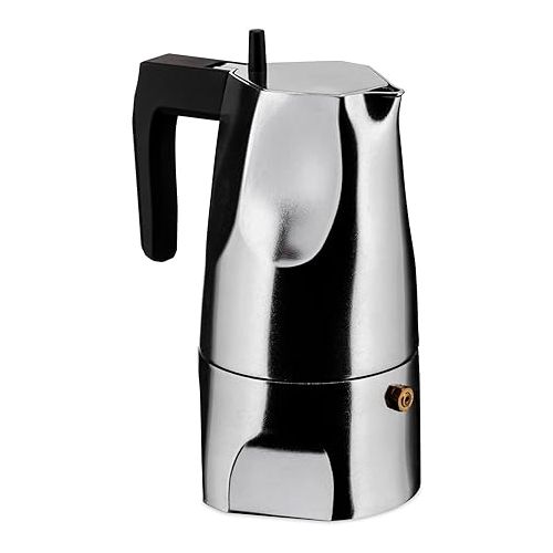  Alessi | Ossidiana MT18/3 - Design Stovetop Coffee Maker, Cast Aluminium and Thermoplatic Resin, 3 Cups, Black