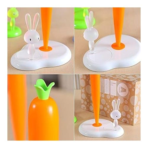  Alessi | Bunny & Carrot ASG42/H R - Design Kitchen Roll Holder, Thermoplastic Resin, White