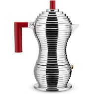 Alessi MDL02/3 R Pulcina Stove Top Espresso 3 Cup Coffee Maker in Aluminum Casting Handle And Knob in Pa, Red