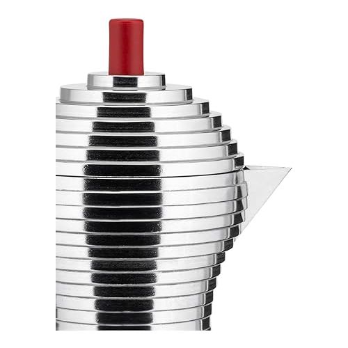  Alessi MDL02/3 R Pulcina Stove Top Espresso 3 Cup Coffee Maker in Aluminum Casting Handle And Knob in Pa, Red