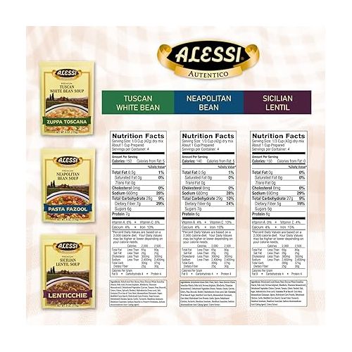  Alessi Autentico Premium Soups, Traditional Flavors, 6oz (Variety, Pack of 3)