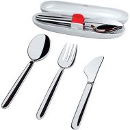 Alessi SA04S3 G Food a porter Travel cutlery set: spoon, fork, knife in 18/10 stainless steel, One size, steel