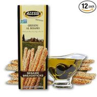Alessi Imported Breadsticks, Sesame Autentico Italian Crispy Bread Sticks, Low Fat Made with Extra Virgin Olive Oil, 4.4oz (Sesame, 4.4 Ounce (Pack of 12))