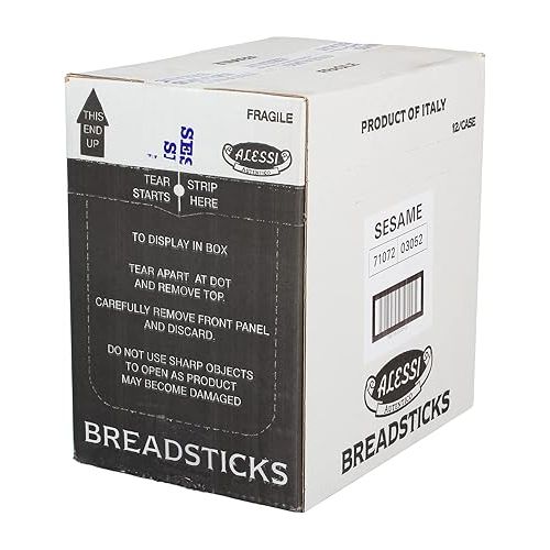  Alessi Imported Breadsticks, Sesame Autentico Italian Crispy Bread Sticks, Low Fat Made with Extra Virgin Olive Oil, 4.4oz (Sesame, 4.4 Ounce (Pack of 12))