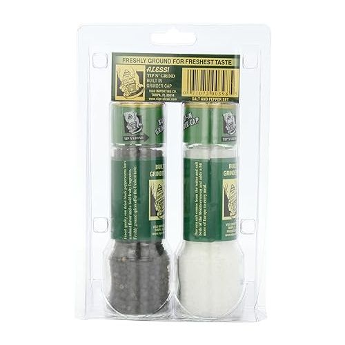  Alessi Grinder Set, Sea Salt and Black Peppercorns, Pack of 6