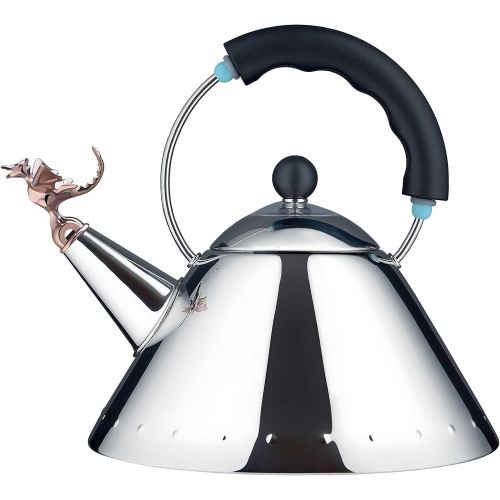  Alessi 9093 REX B Wasserkessel, Edelstahl, schwarz, 9 x 25 x 26,5 cm, Einheiten, 1.0