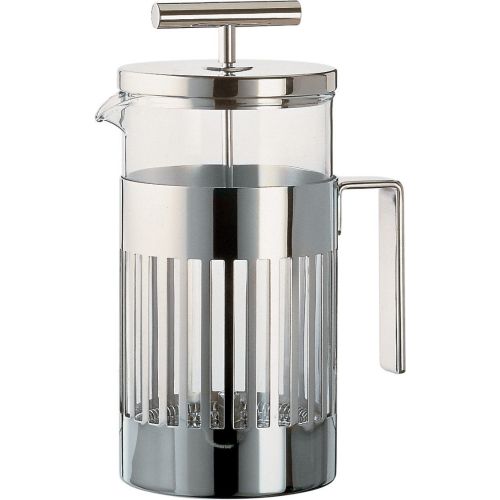  Alessi Pressfilter 3 Tassen aus Edelstahl 18/10 glanzend poliert und hitzebestandigem Glas, Silber, 2.7 x 12 x 5.5 cm