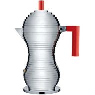 Alessi Pulcina MDL02/6 R Design Espressomachine aus Aluminiumguss und PA, 6 Tassen, rot
