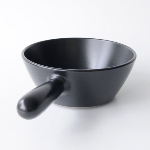  Alessi Mami Fondue Topf fuer Kase aus Keramik schwarz, Edelstahl, 24 cm