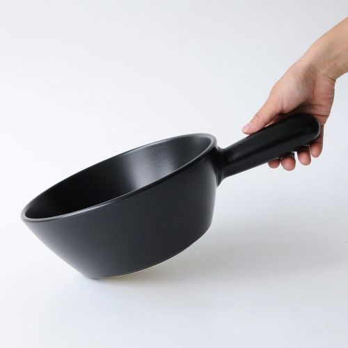  Alessi Mami Fondue Topf fuer Kase aus Keramik schwarz, Edelstahl, 24 cm