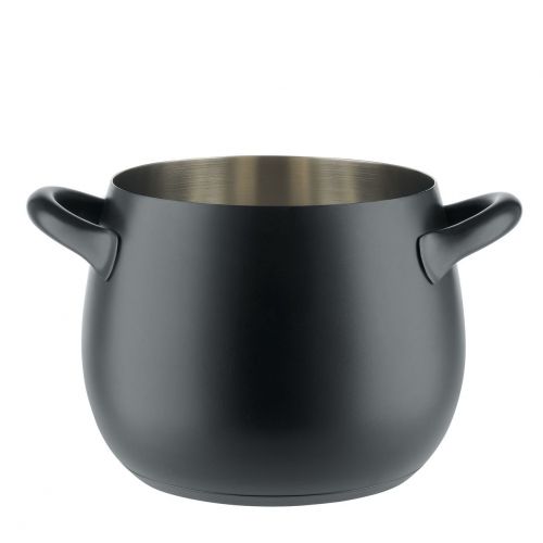  Alessi SG100/20 B Mami Topf - Edelstahl 18/10 mit Silikonharz Beschichtung, schwarz. Magnetboden.