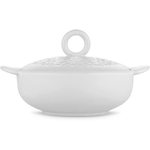  Alessi Dressed for X-Mas Mini-Cocotte aus Steinzeug. Deckel mit Reliefdekor, Porzellan, White, 15.5 x 12.2 x 8.6 cm