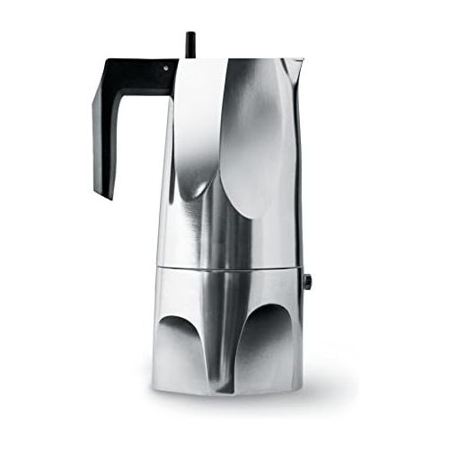  [아마존베스트]Alessi MT18/6Ossidiana Stove Top Espresso 6 Cup Coffee Maker in Aluminium Casting Handle And Knob in Thermoplastic Resin, Black