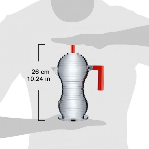  Alessi Pulcina MDL02/6 R Design Espressomachine aus Aluminiumguss und PA, 6 Tassen, rot