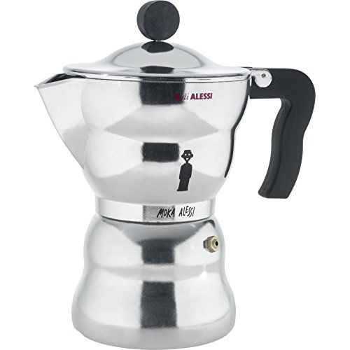  Alessi AAM33/6Moka Stove Top Espresso 6 Cup Coffee Maker in Aluminium Casting Handle And Knob in Thermoplastic Resin, Black