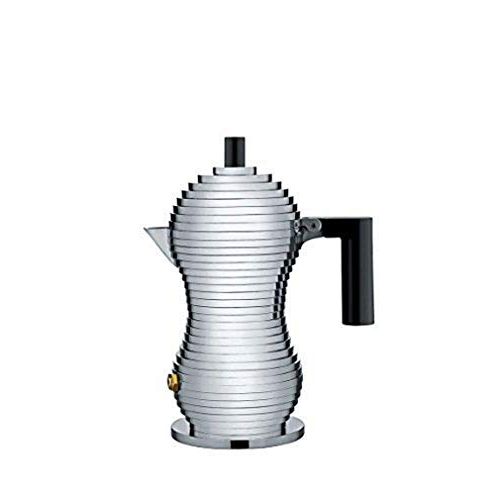  Alessi MDL02/1 BPulcina Stove Top Espresso 1 Cup Coffee Maker in Aluminum Casting Handle And Knob in Pa, Black