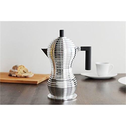  Alessi MDL02/1 BPulcina Stove Top Espresso 1 Cup Coffee Maker in Aluminum Casting Handle And Knob in Pa, Black