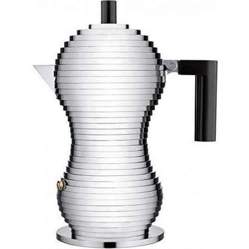  Alessi MDL02/3 BPulcina Stove Top Espresso 3 Cup Coffee Maker in Aluminum Casting Handle And Knob in Pa, Black