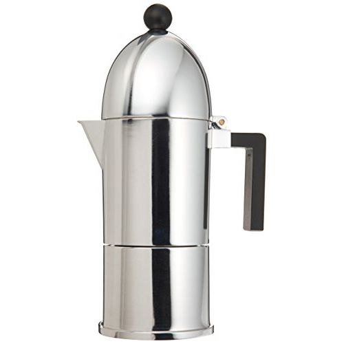  Alessi A9095/6 B La Cupola 6-Cup Silver Aluminum Espresso Maker With Black Handle