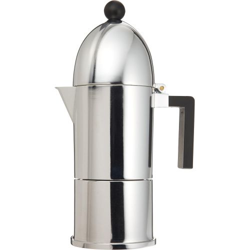  Alessi A9095/6 B La Cupola 6-Cup Silver Aluminum Espresso Maker With Black Handle