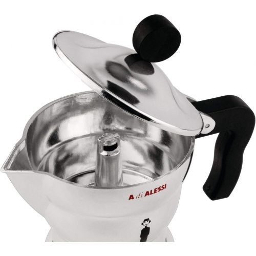  Alessi AAM33/6Moka Stove Top Espresso 6 Cup Coffee Maker in Aluminium Casting Handle And Knob in Thermoplastic Resin, Black