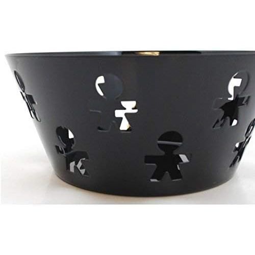  A Di Alessi Girotondo 20.5 cm Round Basket with Open-Work Edge in Steel Coloured with Epoxy Resin, Black