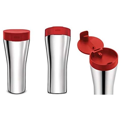  Alessi - Coffee Mug to Go Travel Mug - Stainless Steel - Red - Double-Walled - 40 cl