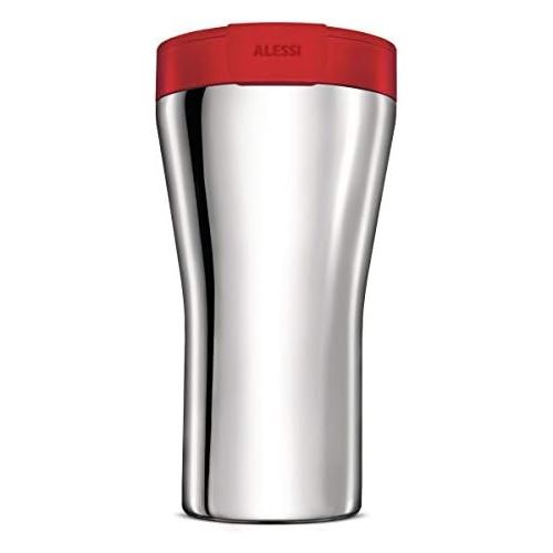  Alessi - Coffee Mug to Go Travel Mug - Stainless Steel - Red - Double-Walled - 40 cl