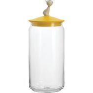 A Di Alessi Miojar Glass Jar for Cat Food with Lid in Thermoplastic Resin, Yellow