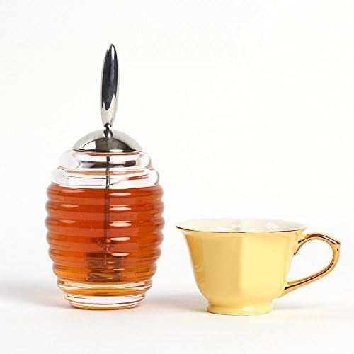  Alessi Honey Pot TW01 Design honey dispenser with honey spoon, glass and stainless steel