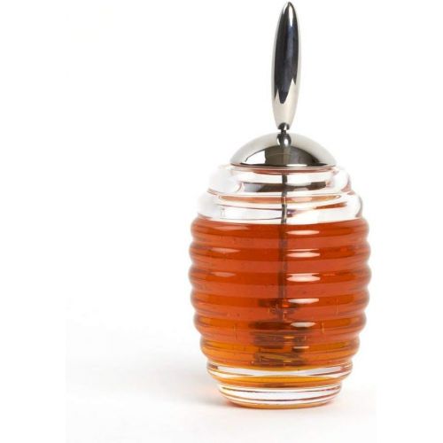  Alessi Honey Pot TW01 Design honey dispenser with honey spoon, glass and stainless steel