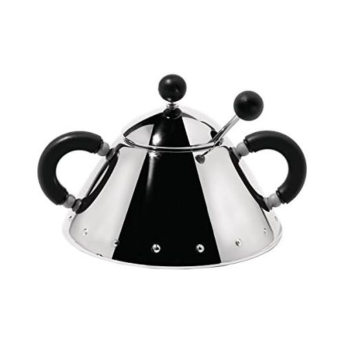  Alessi - Sugar Bowl with Spoon - Colour: Black - Stainless Steel - Michael Graves