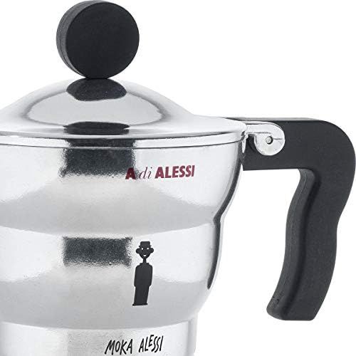  Alessi AAM33 / 3 Moka espresso machine made of cast aluminum, handle and plastic button, black, 3 cups