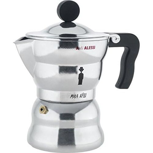  Alessi AAM33 / 3 Moka espresso machine made of cast aluminum, handle and plastic button, black, 3 cups